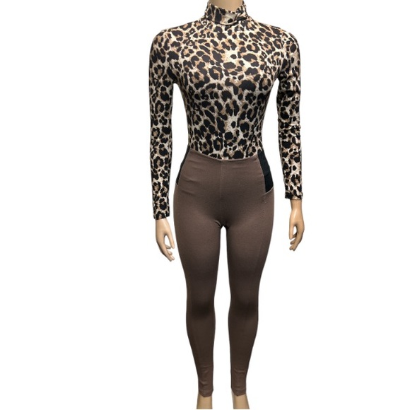 Nina Rossi Casual Ponte Leggings Pants, High Waist Brown Black size S NWOT - Picture 8 of 14